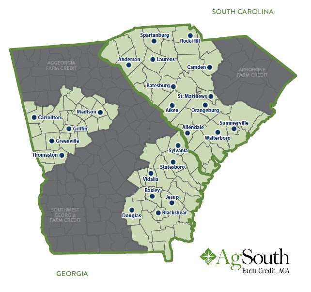 Map of South Carolina and Georgia