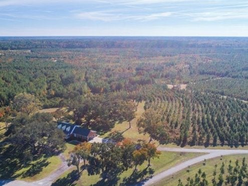 Aerial view of rural home