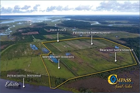 Aerial view of the Edisto Duck Preserve land on the Intracoastal Waterway