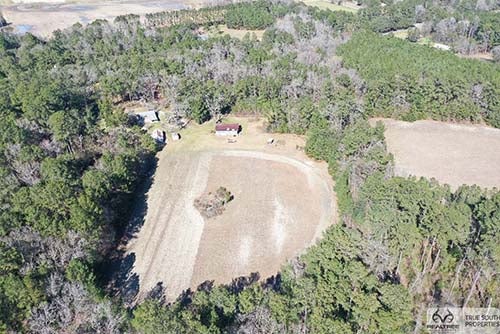Recreational farm estate aerial view