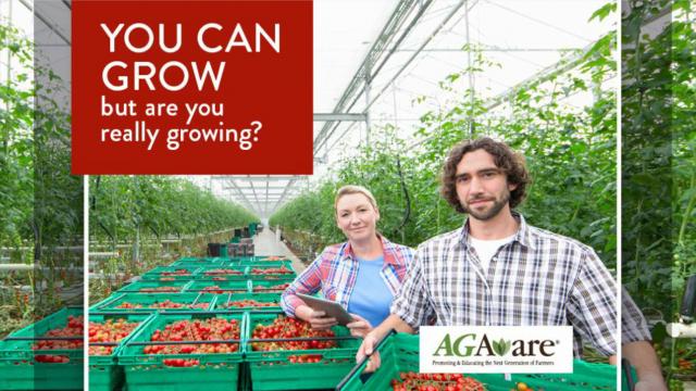 White man and woman farming tomatoes with the headline "You can grow but are you really growing?"