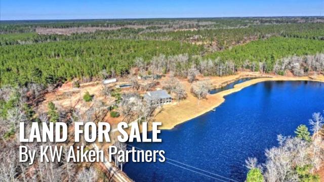 Aerial view of pond, trees, and large house