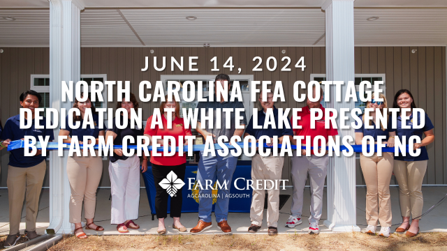 Cutting the ribbon at the FFA cottage dedication the historic North Carolina FFA Center at White Lake.